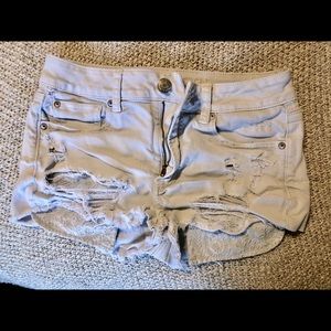 White distressed American eagle cut off shorts